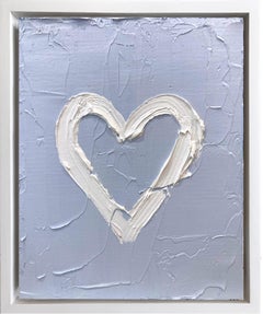 "My Periwinkle Blue Heart" Contemporary Pop Oil Painting w Floater Frame