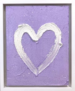 "My Periwinkle Diamond Heart" Pop Oil Painting on Wood with White Floated Frame