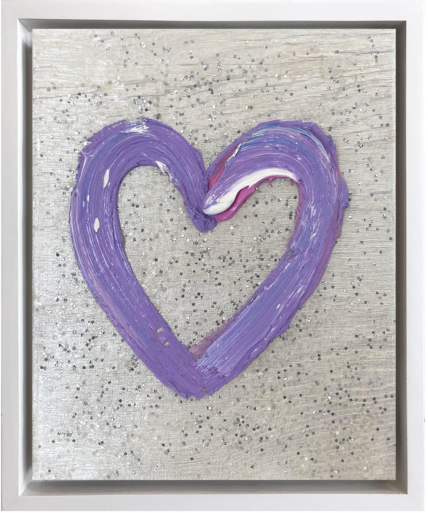 "My Periwinkle Lavender Heart" Contemporary Oil Painting with Floater Frame 