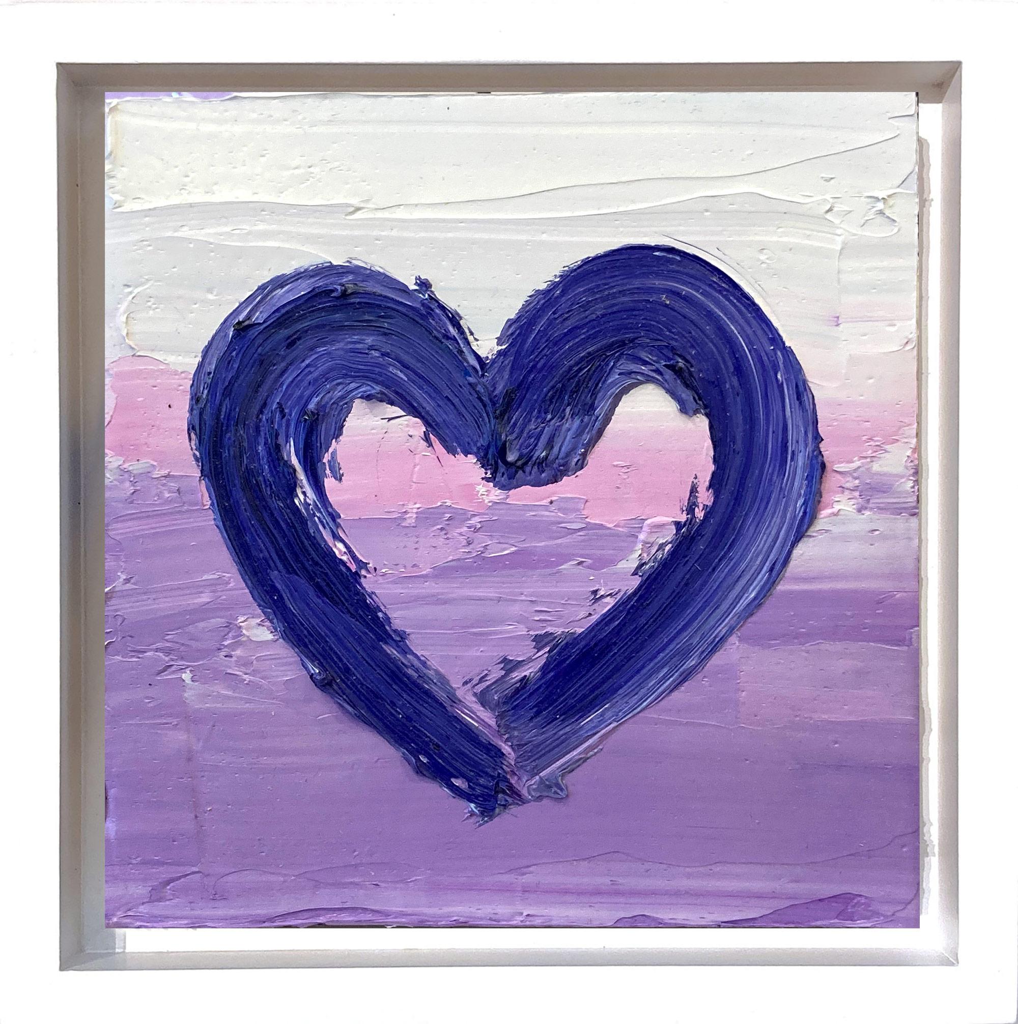 "Mi corazón bígaro ombre" Pintura al óleo Pop Art morada con marco flotante blanco