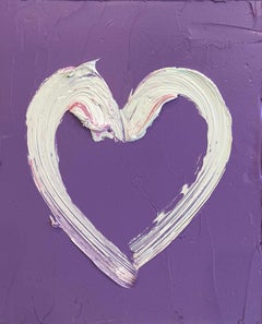 "My Periwinkle Purple Heart" Colorful Oil Painting on Wood w White Floated Frame