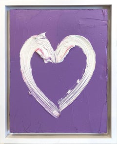"My Periwinkle Purple Heart" Colorful Oil Painting on Wood w White Floated Frame