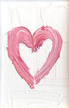 "My Petit Dusty Rose Heart" Pink Pop Art Contemporary Oil Painting with Frame
