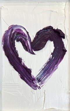 "My Petit Grape Heart" Purple Pop Art Contemporary Oil Painting with Frame