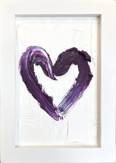"My Petit Grape Heart" Pittura ad olio contemporanea pop art viola con cornice