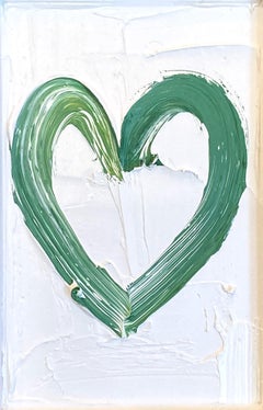 "My Petit Lime Green Heart" Pop Art Contemporary Oil Painting with Frame