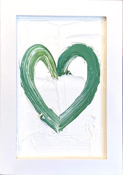 "My Petit Lime Green Heart" Pop Art Contemporary Oil Painting with Frame