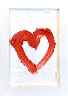 "My Petit Orange Kiss Heart" Pop Art Contemporary Oil Painting with Frame