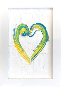"My Petit Rio Carnival Heart" Yellow Pop Art Contemporary Oil Painting Framed