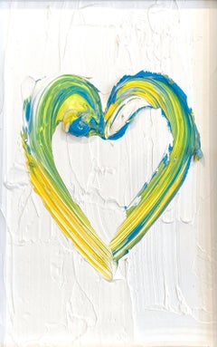 "My Petit Rio Carnival Heart" Yellow Pop Art Contemporary Oil Painting Framed