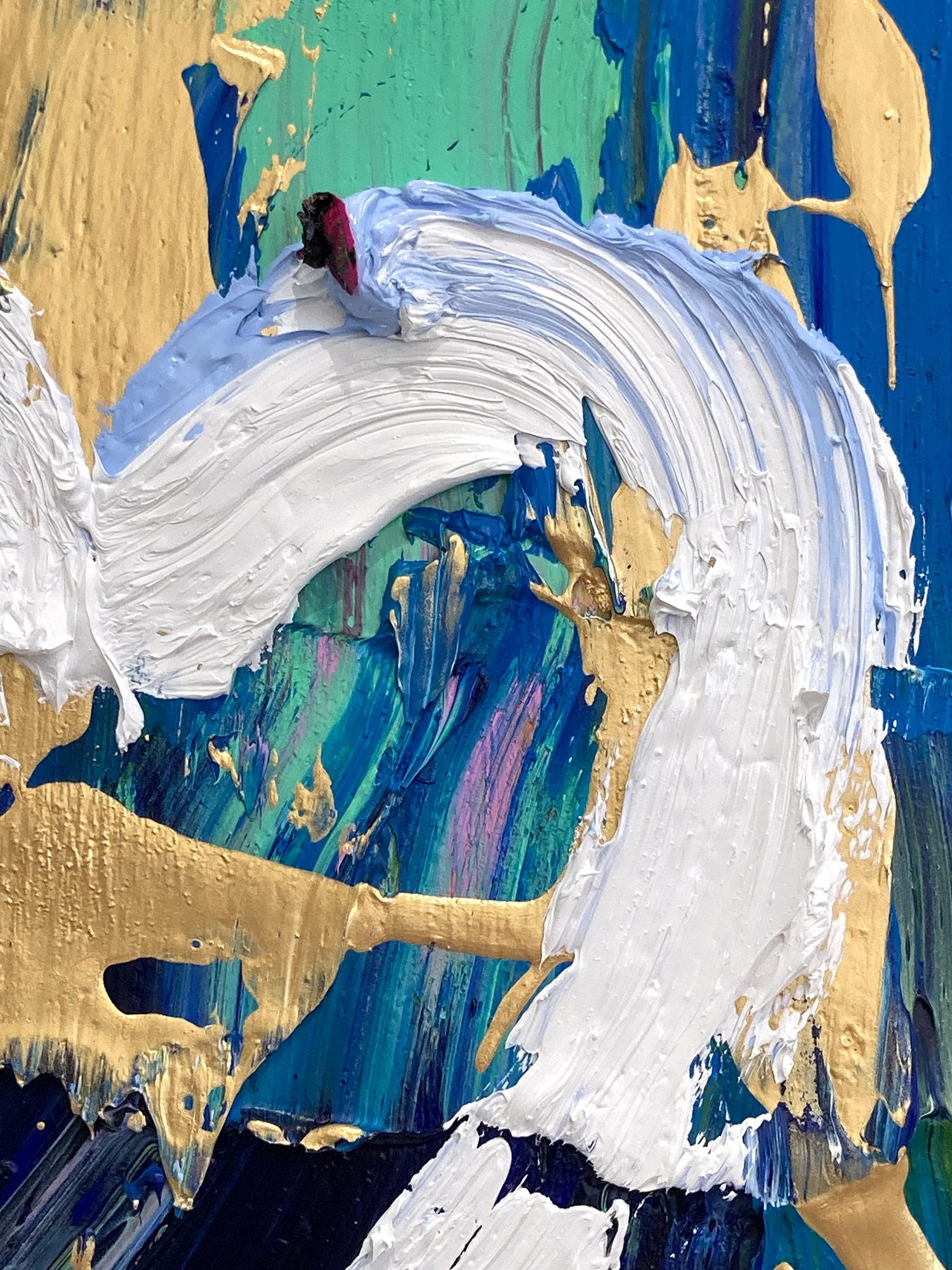 „My Picasso Heart“ Buntes Pop-Ölgemälde auf Holz mit weißem Floater-Rahmen, Ölgemälde (Weiß), Abstract Painting, von Cindy Shaoul