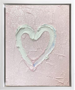 "My Pink Diamond Heart" Contemporary Pop Oil Painting with Floater Frame