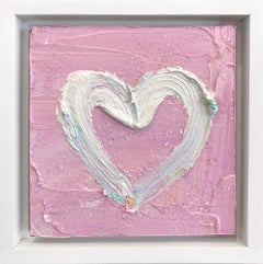 "My Pink Diamond Heart" Diamond Dust Pop Art Oil Painting in White Floater Frame