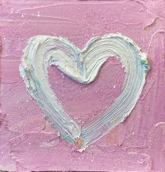 "My Pink Diamond Heart" Diamond Dust Pop Art Oil Painting in White Floater Frame