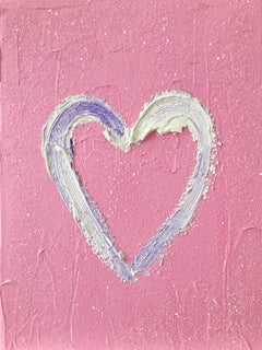 "My Pink Diamond Heart" Pink and White Pop Art Oil Painting with Floater Frame