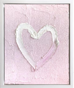 "My Pink Diamond Heart " Pink Contemporary Pop Art Oil Painting w Floater Frame