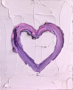 "My Pink Lavender Heart" Contemporary Pop Art Oil Painting with Floater Frame
