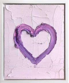 "My Pink Lavender Heart" Contemporary Pop Art Oil Painting with Floater Frame