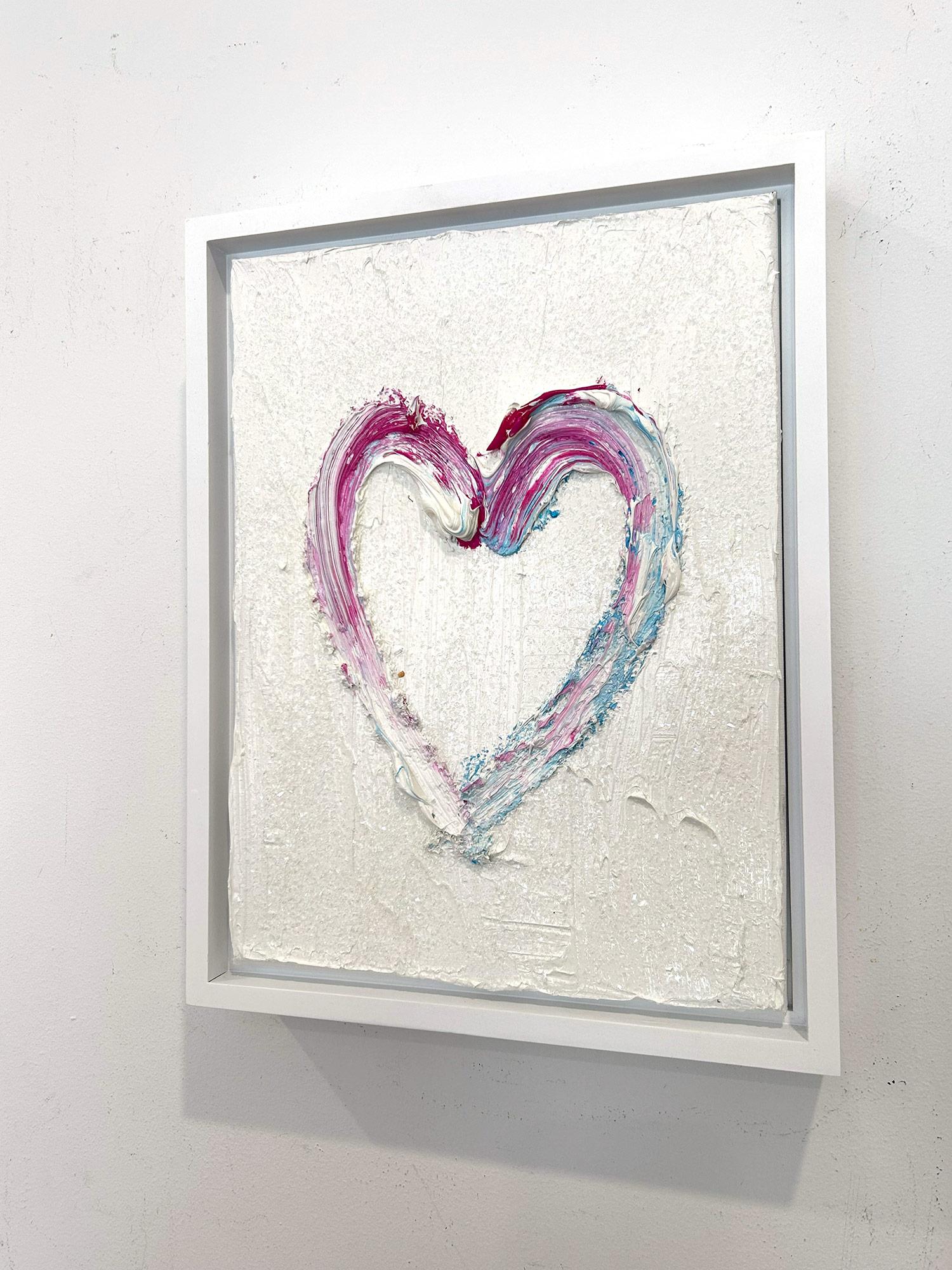 « My Pink Sparking Diamond Heart » Peinture Pop Art multicolore et cadre flottant en vente 7