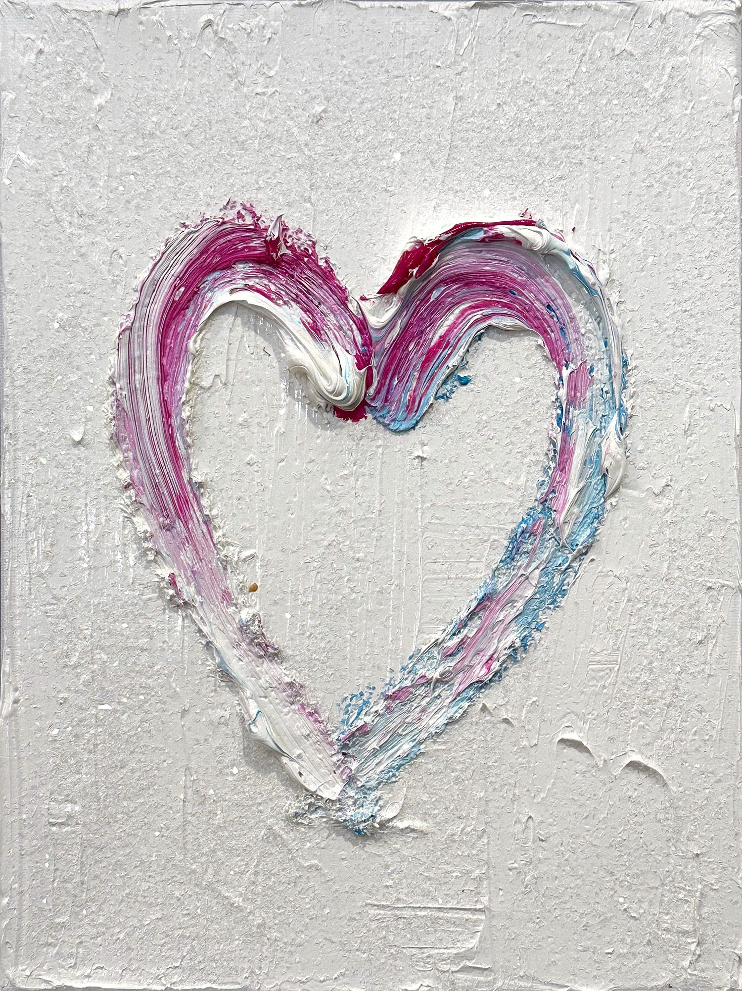 « My Pink Sparking Diamond Heart » Peinture Pop Art multicolore et cadre flottant - Painting de Cindy Shaoul