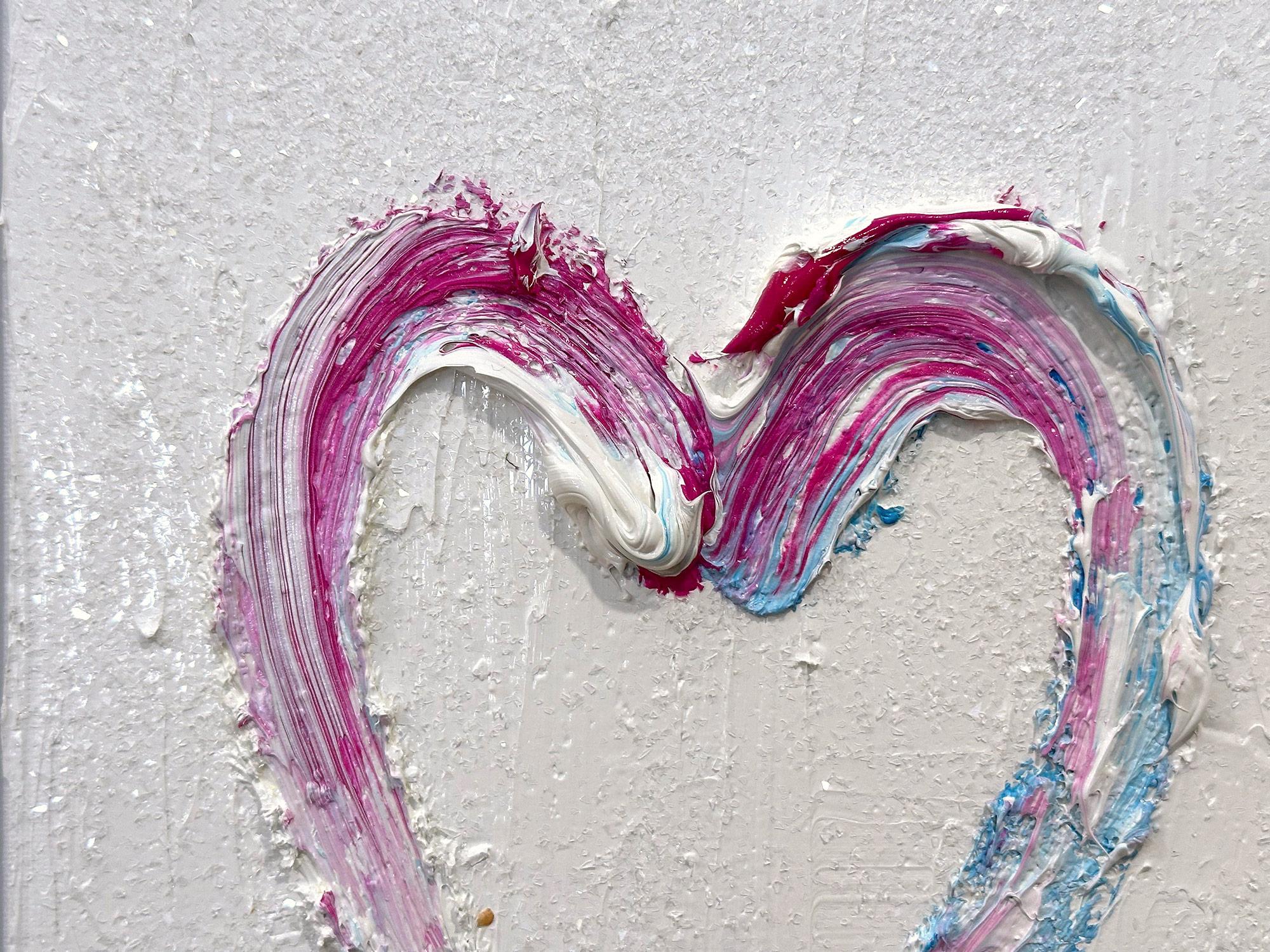 « My Pink Sparking Diamond Heart » Peinture Pop Art multicolore et cadre flottant - Abstrait Painting par Cindy Shaoul
