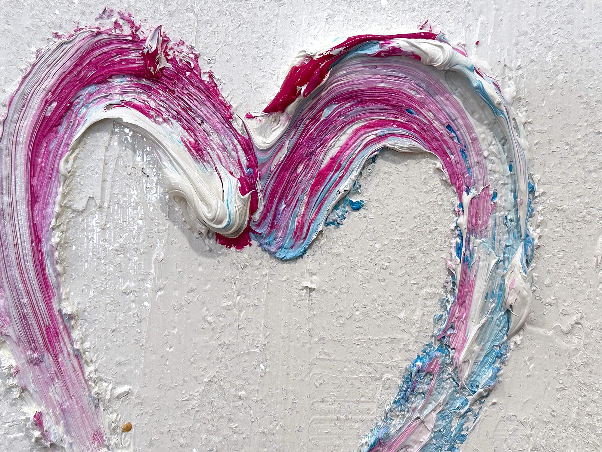 « My Pink Sparking Diamond Heart » Peinture Pop Art multicolore et cadre flottant en vente 1