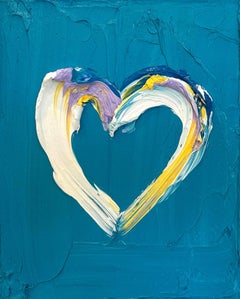 "My Playful Heart" Contemporary Oil Painting on Wood White Floater Frame