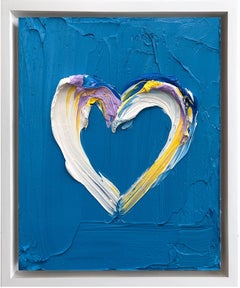 "My Playful Heart" Peinture à l'huile contemporaine sur Wood Wood Encadrement flottant blanc