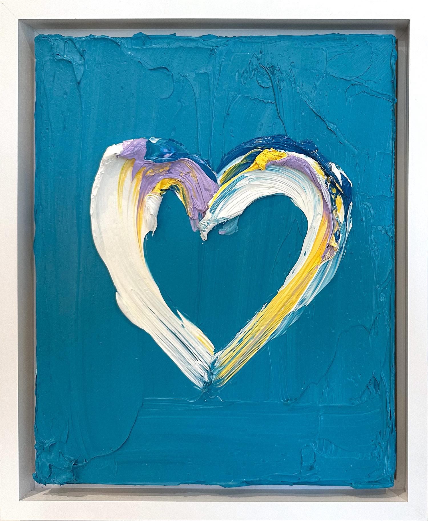 Abstract Painting Cindy Shaoul - "My Playful Heart" Peinture à l'huile contemporaine sur Wood Wood Encadrement flottant blanc