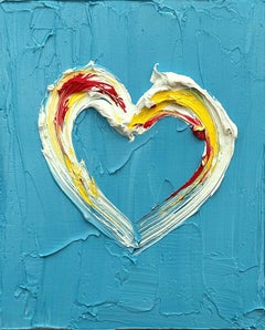 "My Prada Heart" Sapphire Blue Oil Painting on Wood with White Floater Frame