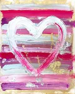 "My Princess Forever Heart" Colorful Acrylic & Gold Leaf Painting on Paper 