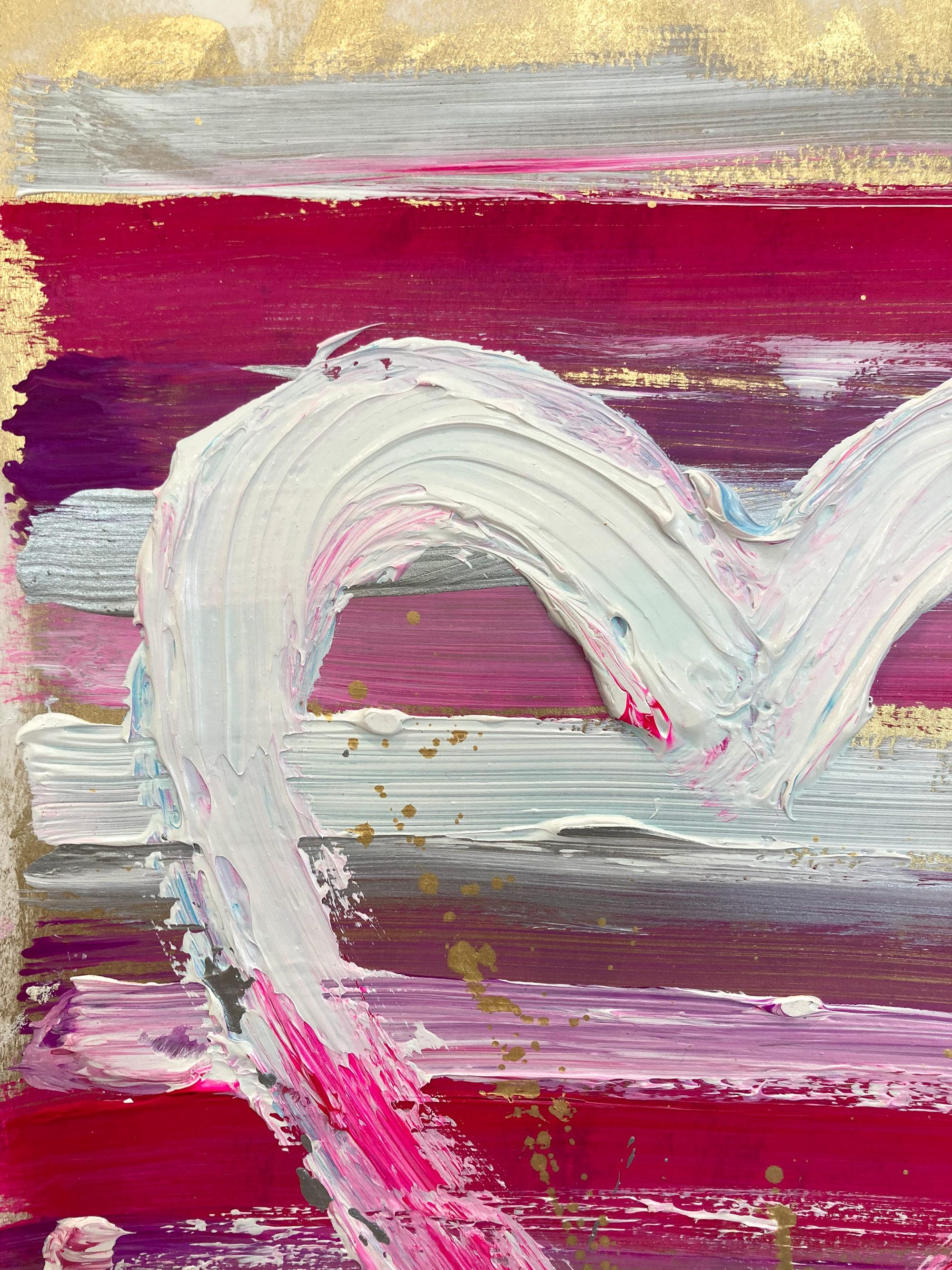 „My Princess Forever Heart“ Buntes Gemälde aus Acryl und Blattgold auf Papier – Painting von Cindy Shaoul