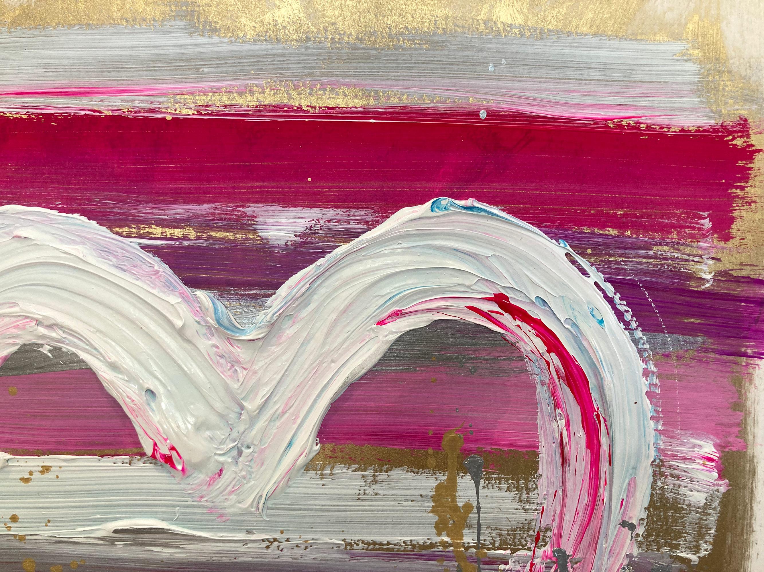 „My Princess Forever Heart“ Buntes Gemälde aus Acryl und Blattgold auf Papier (Zeitgenössisch), Painting, von Cindy Shaoul