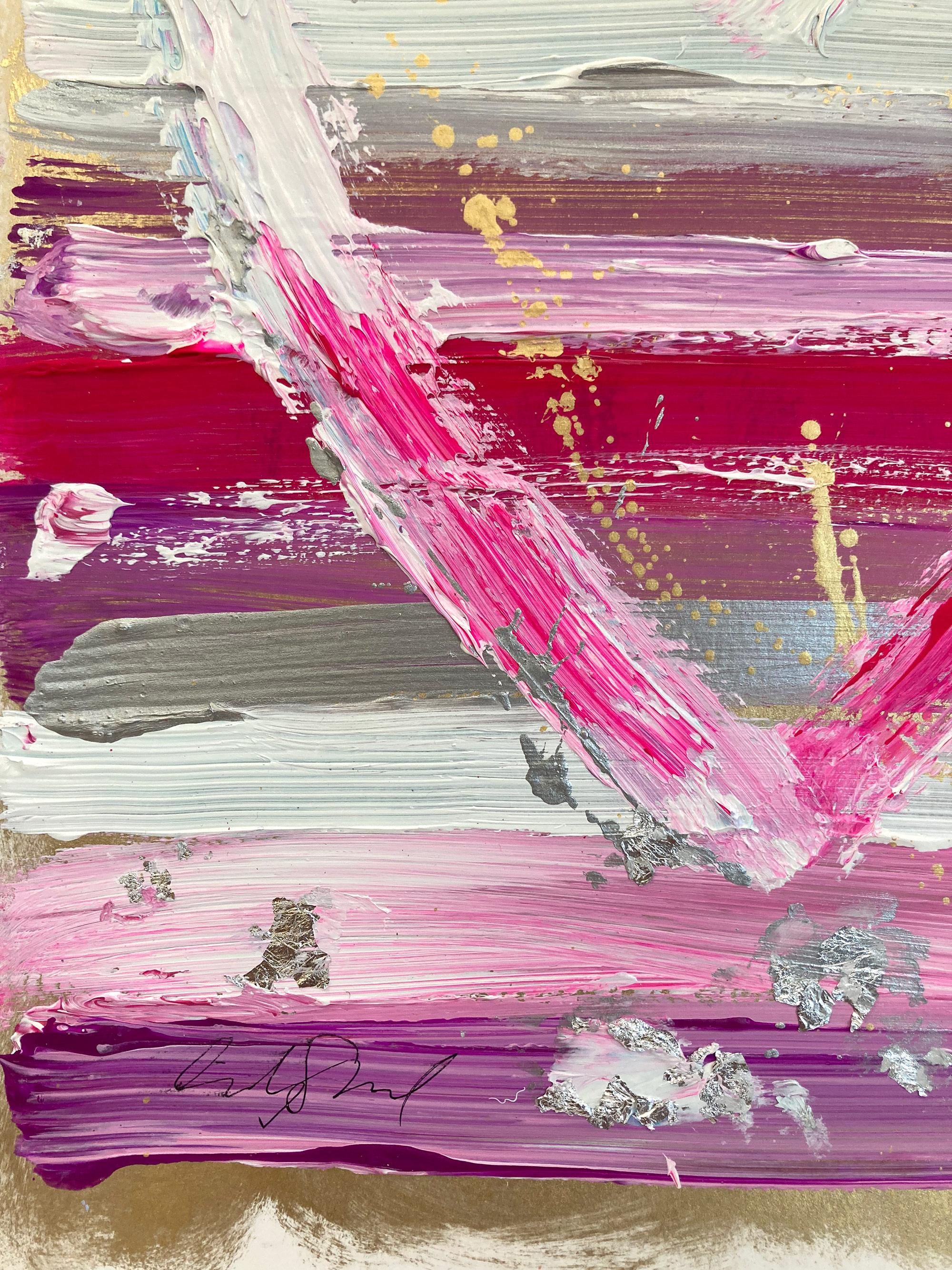 „My Princess Forever Heart“ Buntes Gemälde aus Acryl und Blattgold auf Papier (Gold), Abstract Painting, von Cindy Shaoul