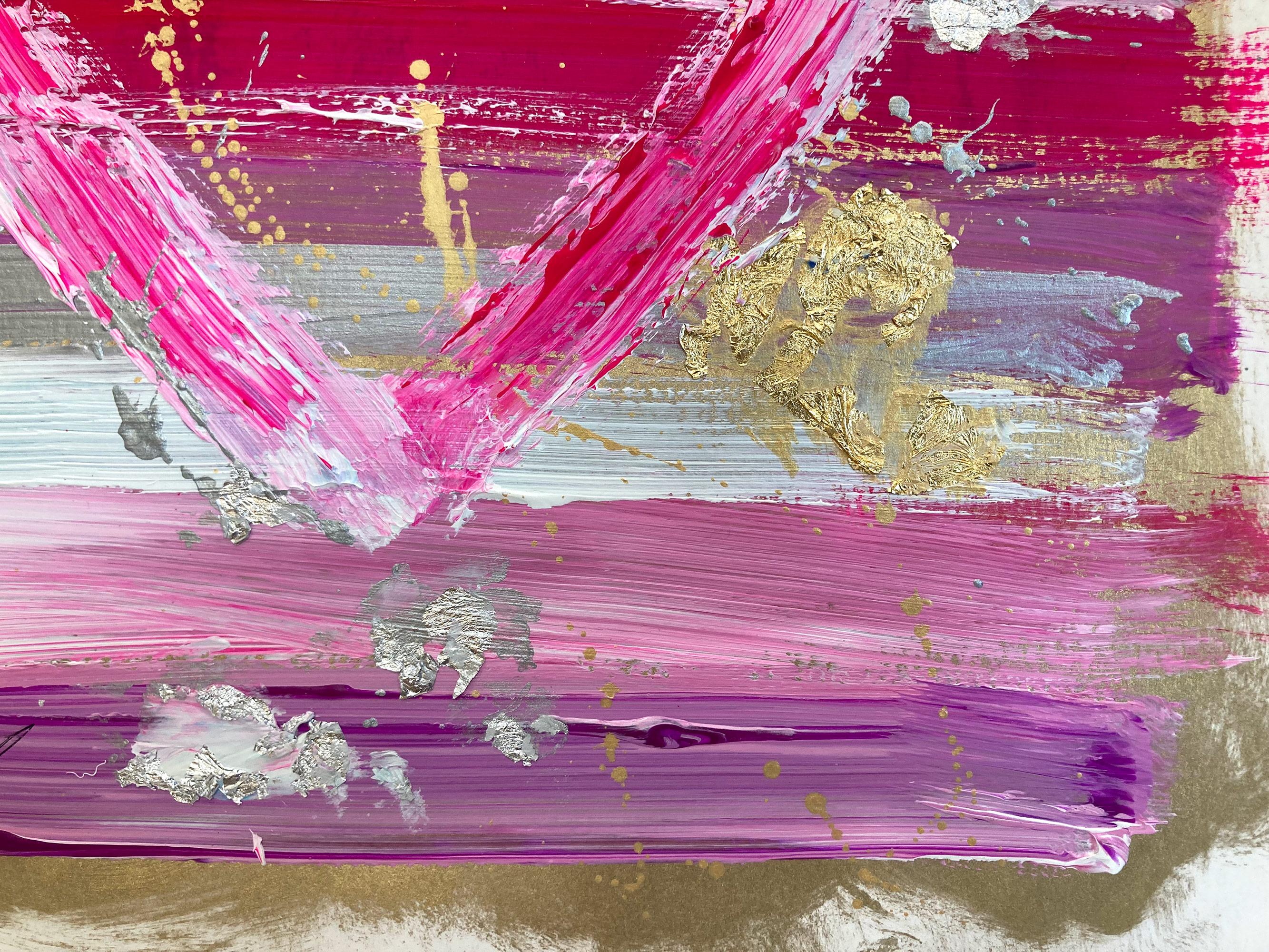 „My Princess Forever Heart“ Buntes Gemälde aus Acryl und Blattgold auf Papier im Angebot 1
