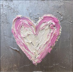 "My Princess of Monaco Heart" Metallic Contemporary Silver Oil Painting Framed