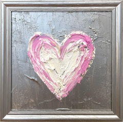 "My Princess of Monaco Heart" Metallic Contemporary Silver Oil Painting Framed