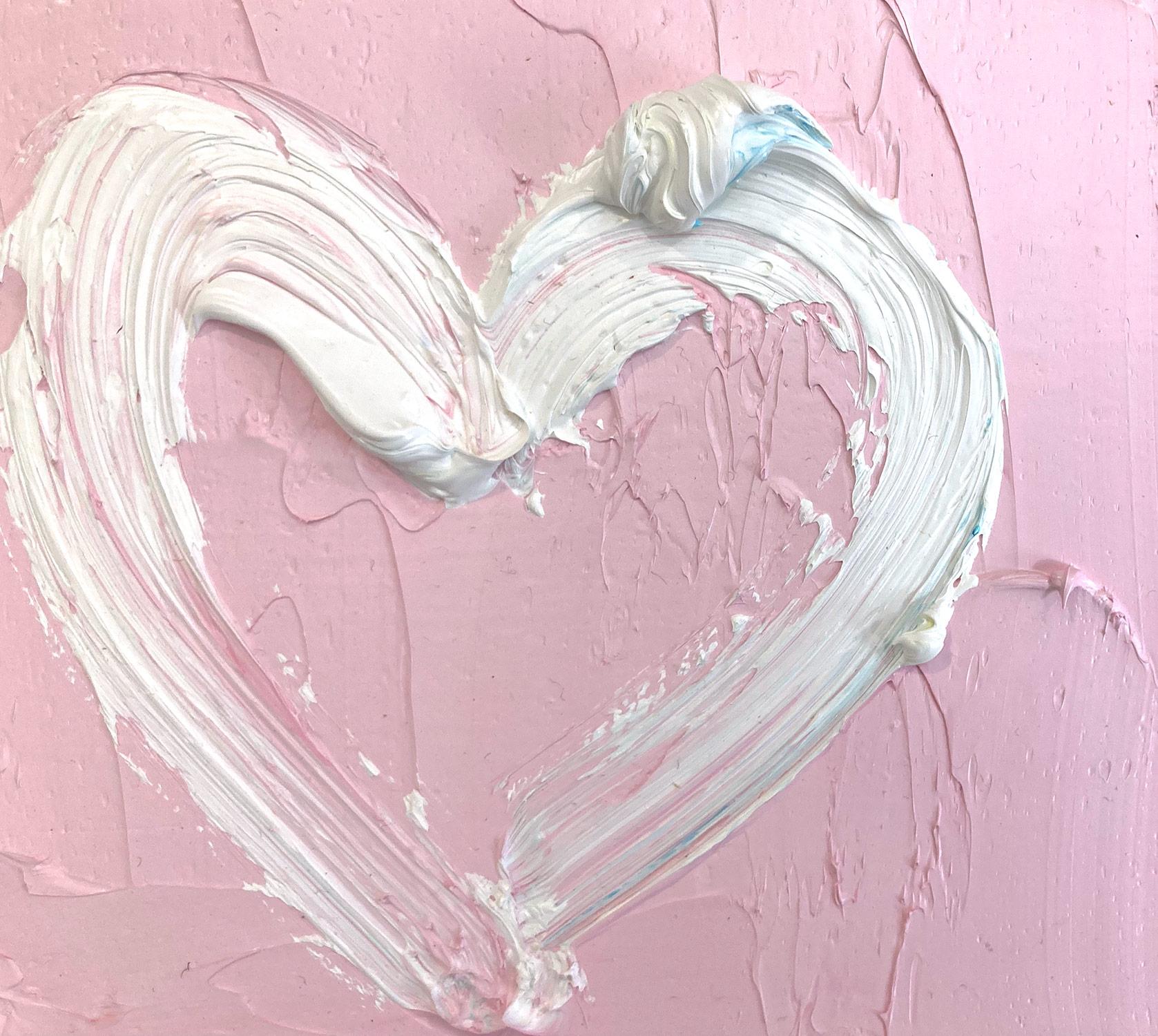 „My Princess Pink Heart“ Rosa Pop-Art-Ölgemälde mit weißem Floater-Rahmen (Zeitgenössisch), Painting, von Cindy Shaoul