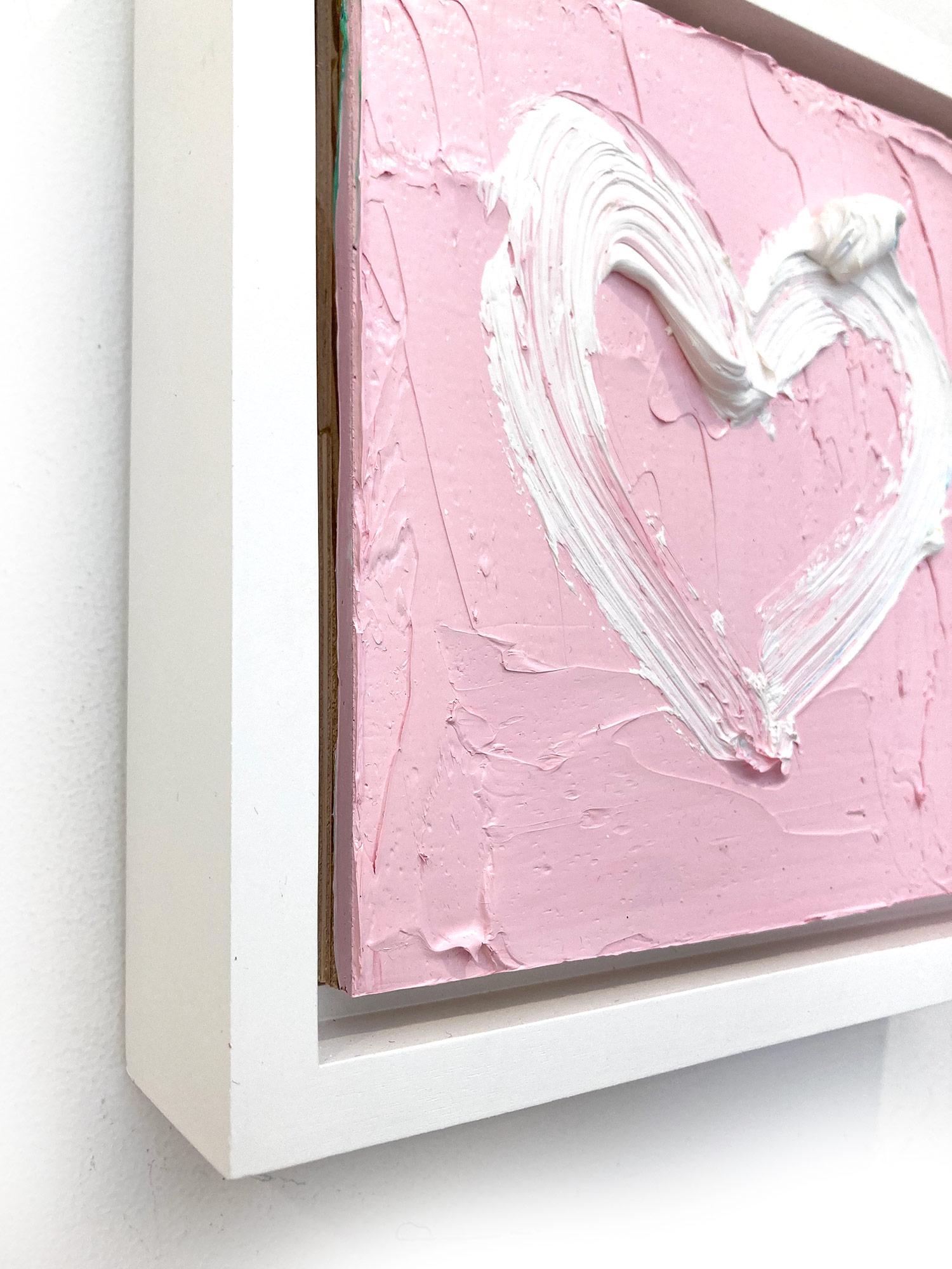„My Princess Pink Heart“ Rosa Pop-Art-Ölgemälde mit weißem Floater-Rahmen im Angebot 1