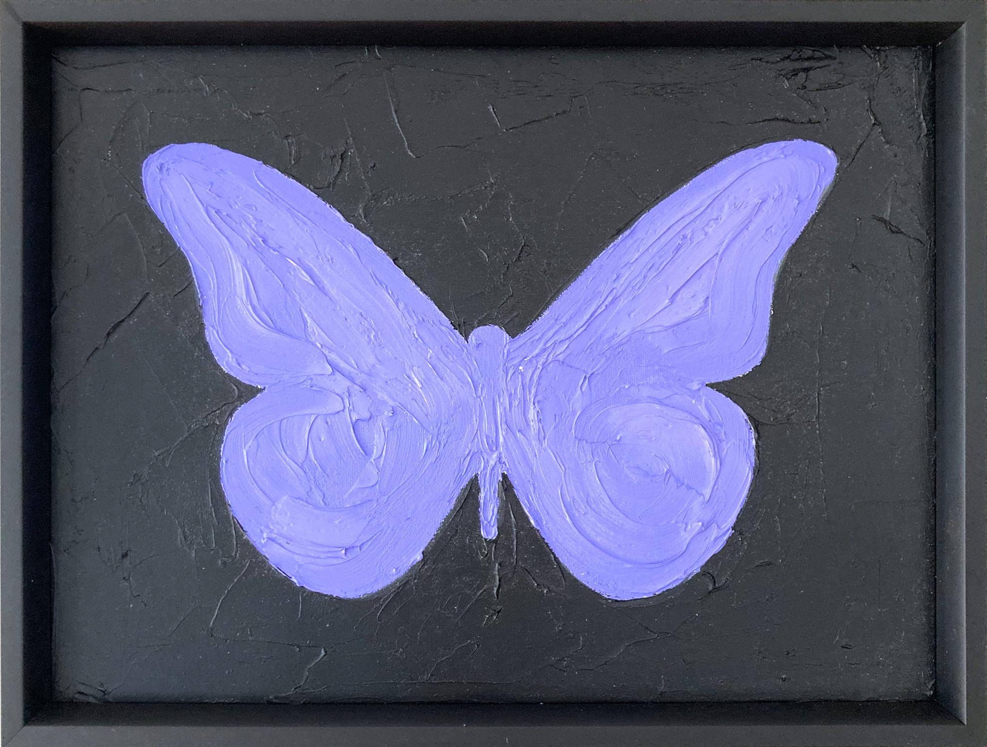 Cindy Shaoul Abstract Painting - "My Purple Butterfly" Purple and Black Contemporary Oil Painting Framed 