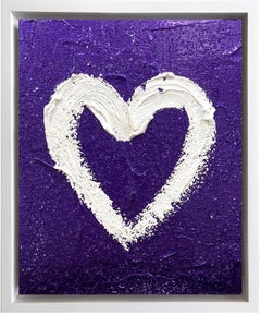 "My Purple Diamond Heart" Colorful Contemporary Oil Painting w Floater Frame