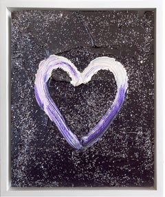 "My Purple Diamond Heart" Colorful Contemporary Oil Painting w Floater Frame