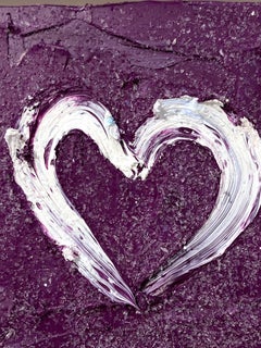 « My Purple Diamond Heart », peinture à l'huile en poussière de diamants avec cadre flottant