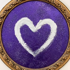 „Mein lila Diamantherz“ Lila Zeitgenössisches Ölgemälde mit antikem Rahmen