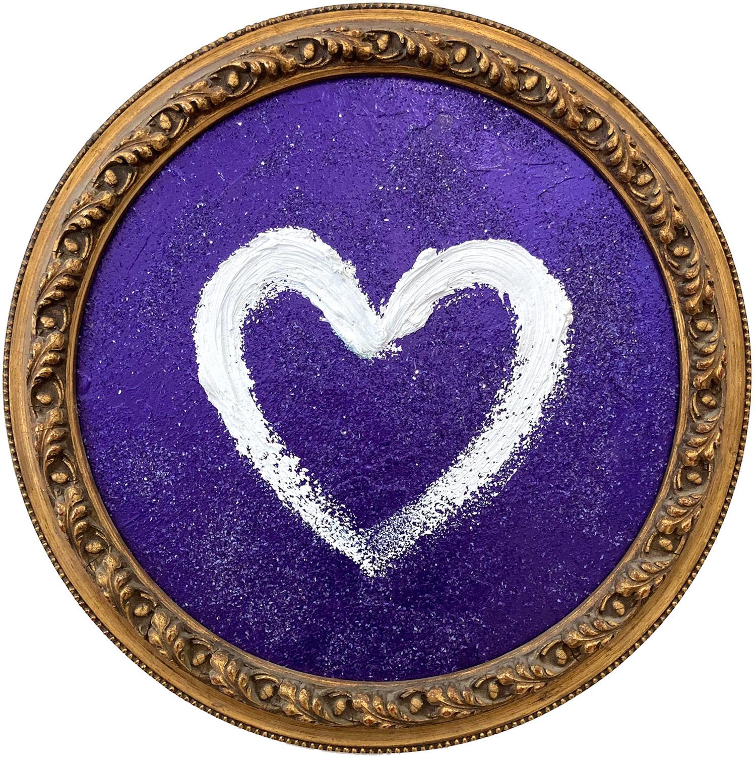 Cindy Shaoul Abstract Painting - "My Purple Diamond Heart" Purple Contemporary Oil Painting with Antique Frame