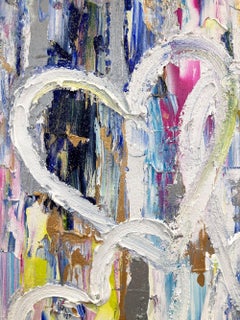 "I miei cuori di diamante Quad" Pittura a olio contemporanea con polvere di diamante su tela