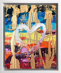 "My Rainbow Cookie Heart" Contemporary Oil Painting Framed w Floater Frame