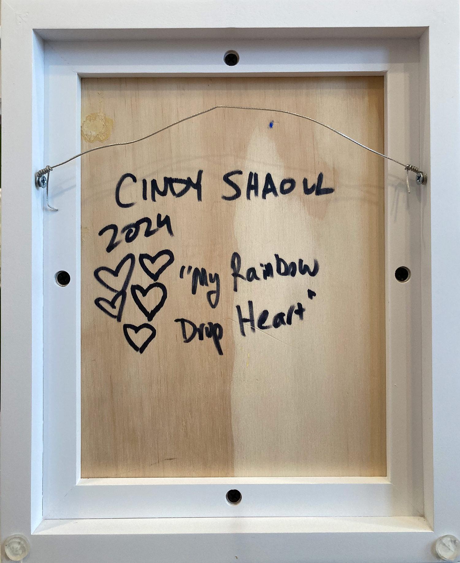„My Rainbow Drop Heart“ Buntes Ölgemälde mit silbernem Ölgemälde und weißem Floater-Rahmen im Angebot 8