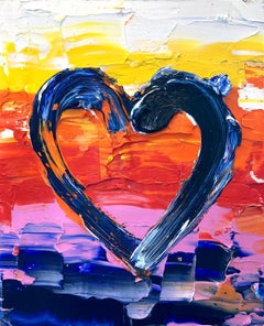 "My Rainbow Cookie Heart" Colorful Oil Painting on Wood with White Floated Frame