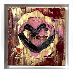 "My Raspberry Chocolate Heart" RubyRed Contemporary Oil Painting w Floater Frame